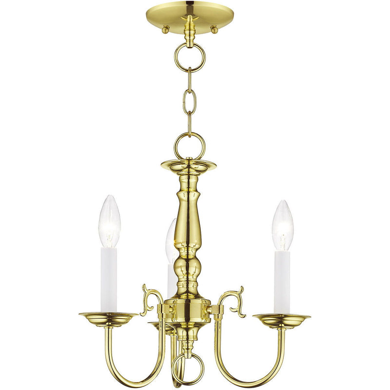 14" Three Light Dimmable Chandelier With Shades - Brass