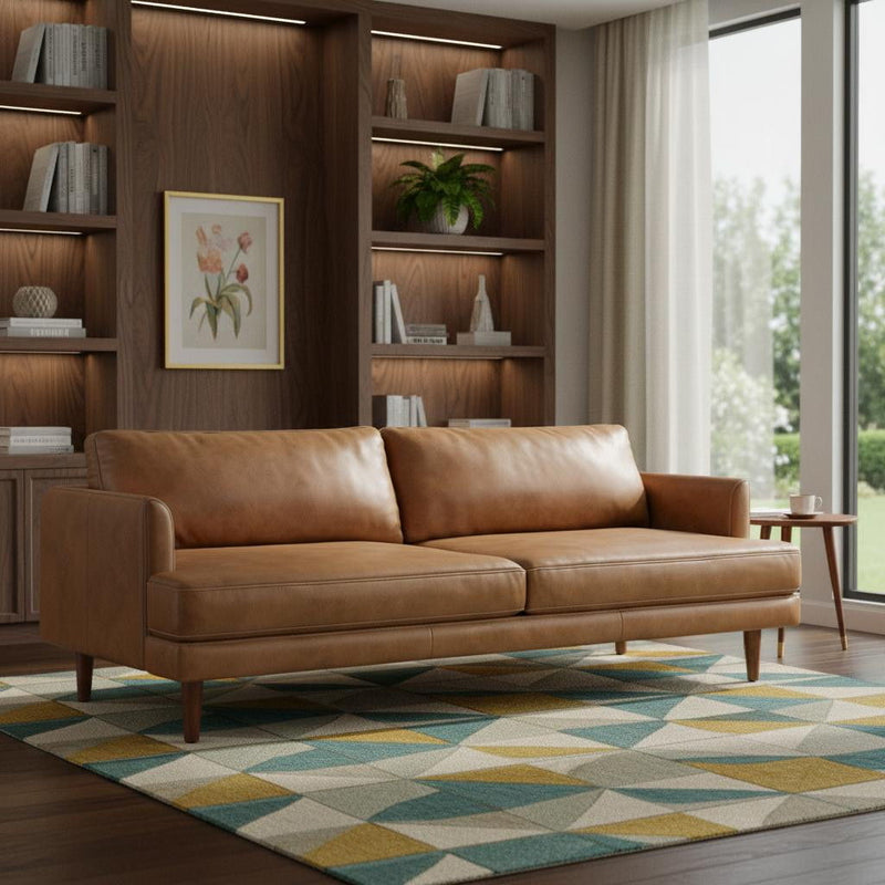 76" Leather Sofa - Brown