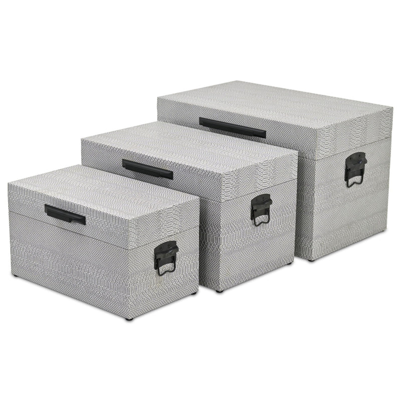 Hand Painted Decorative Box (Set of 3) - Gray