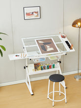 Load image into Gallery viewer, Adjustable Tempered Glass Drafting Printing Table With Chair

