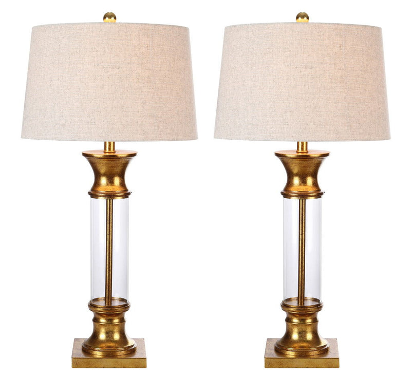 Novelty Table Lamps With Drum Shades (Set of 2) - Gold