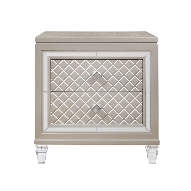 Nightstand With Tapered Acrylic Legs And 2 Drawers - Champagne
