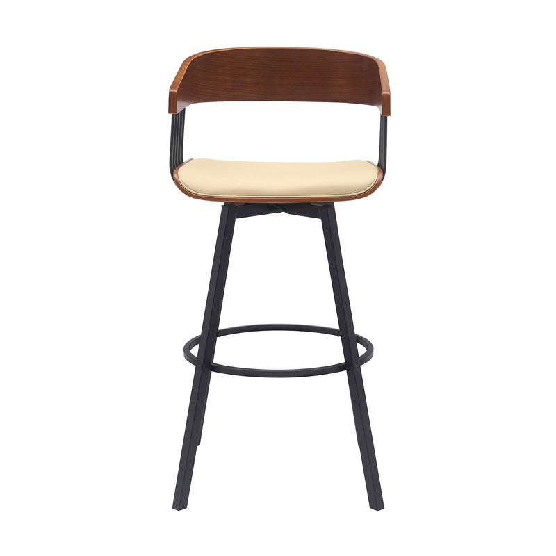 Faux Leather With Metal Swivel Bar Height Bar Chair - Cream And Black