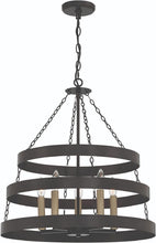 Load image into Gallery viewer, Candle Style Five Light Metal Dimmable Chandelier - Black / Gold
