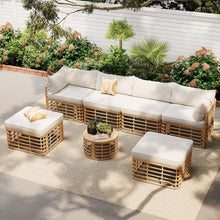 Load image into Gallery viewer, Outdoor Patio Furniture, All-Weather Rattan Sectional Sofa Set With Thick Cushions And Pillows, Freely Combined Conversation Sets For Garden, Backyard, Balcony
