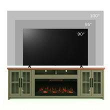Load image into Gallery viewer, 97" Fireplace TV Stand Console For TVs Up To 100" - Sage Green And Fruitwood Finish
