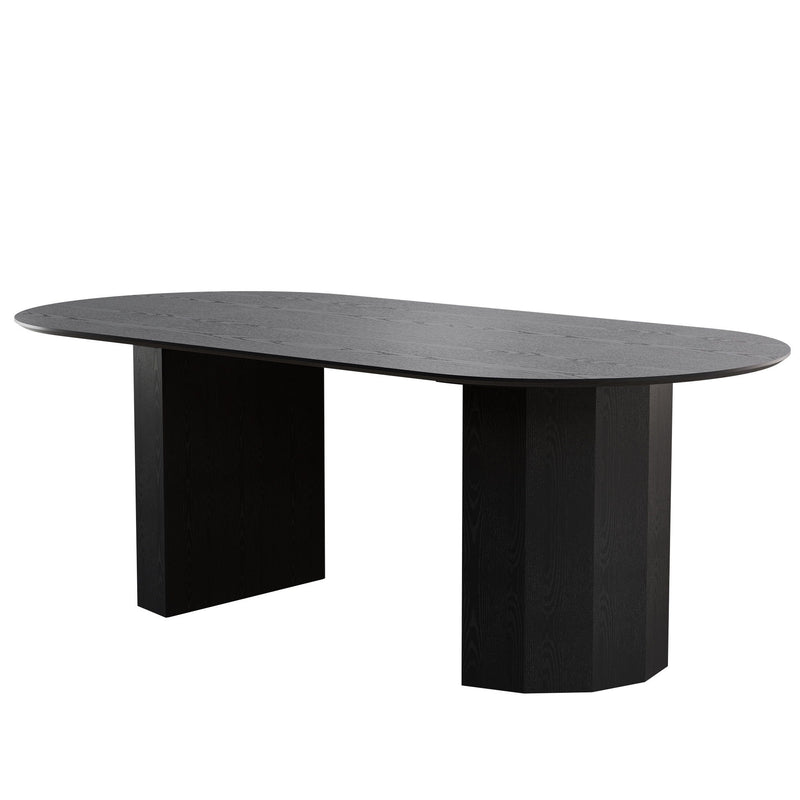 86" Wood Double Pedestal Base Oval Dining Table - Black