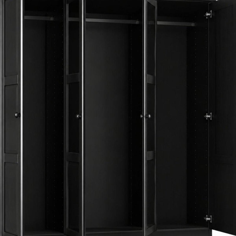 Solid Wood Mirrored Four Door Combo Dresser (765070) - Black