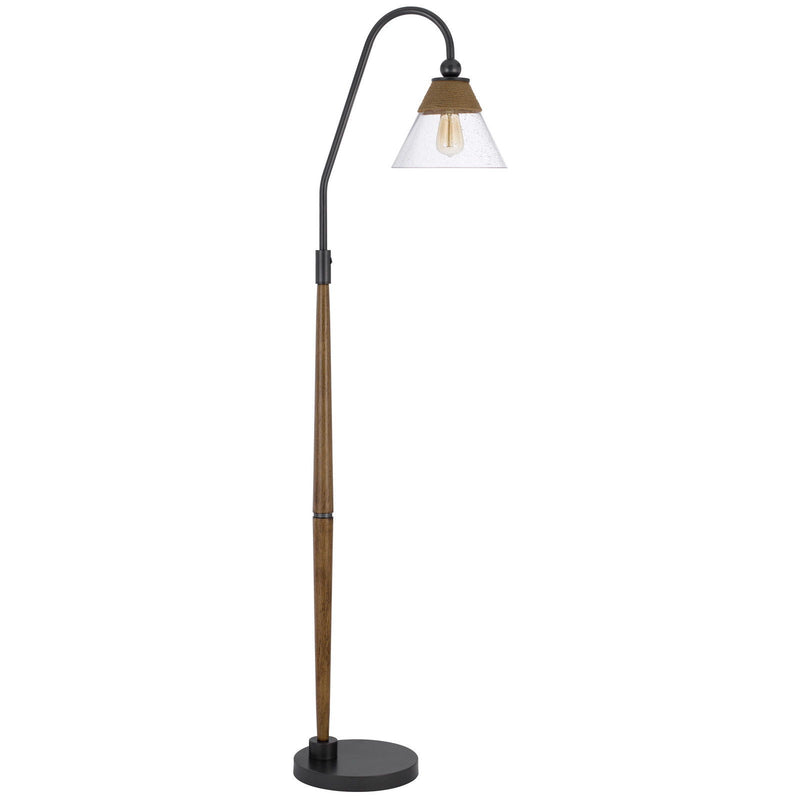 Traditional Shaped Floor Lamp With Clear Transparent Glass Empire Shade - Brown