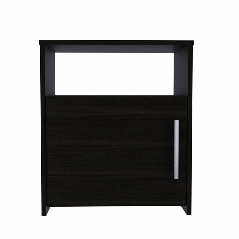 One Cabinet Faux Wood Nightstand - Black