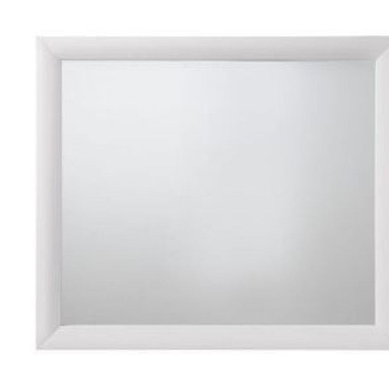 35" Square Framed Mounted Dresser Mirror - White