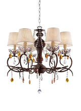 Load image into Gallery viewer, Hanging Ceiling Lamp With Clear And Amber Crystals - Burnished Bronze
