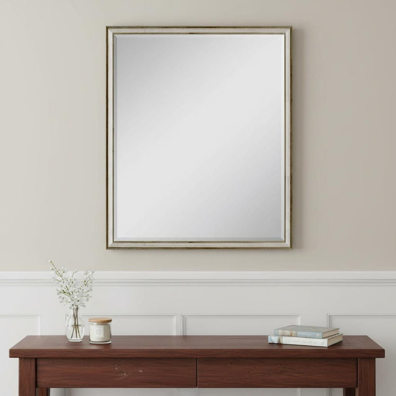 30" Wood Accent Mirror - Silver