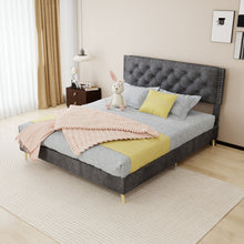 Load image into Gallery viewer, Upholstered Bed With Tufted Headboard
