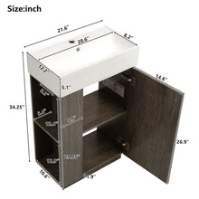 Load image into Gallery viewer, Bathroom Vanity With Sink, Freestanding Wood Grain Cabinet With Storage
