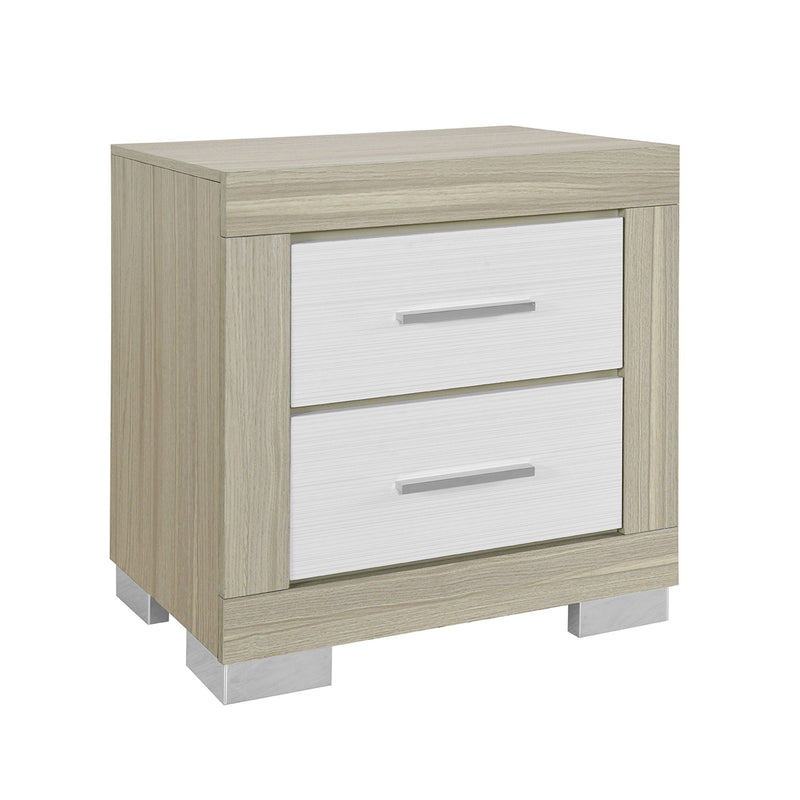 23" Wood Square Two Drawer Nightstand - Natural And White