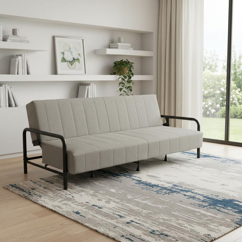 Fabric Convertible Futon Steel Sleeper Reclining Sofa - Gray