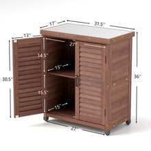 Load image into Gallery viewer, Potting Bench With Storage Cabinet And Metal Table Top For Outdoor
