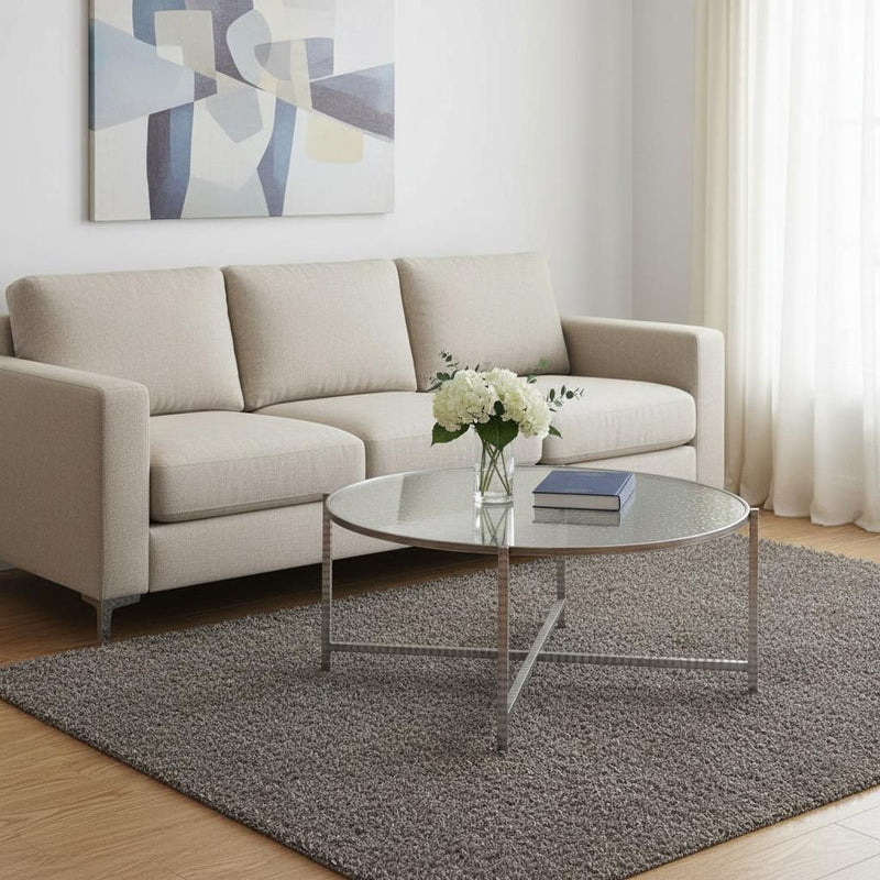 Glass Round Coffee Table - Silver