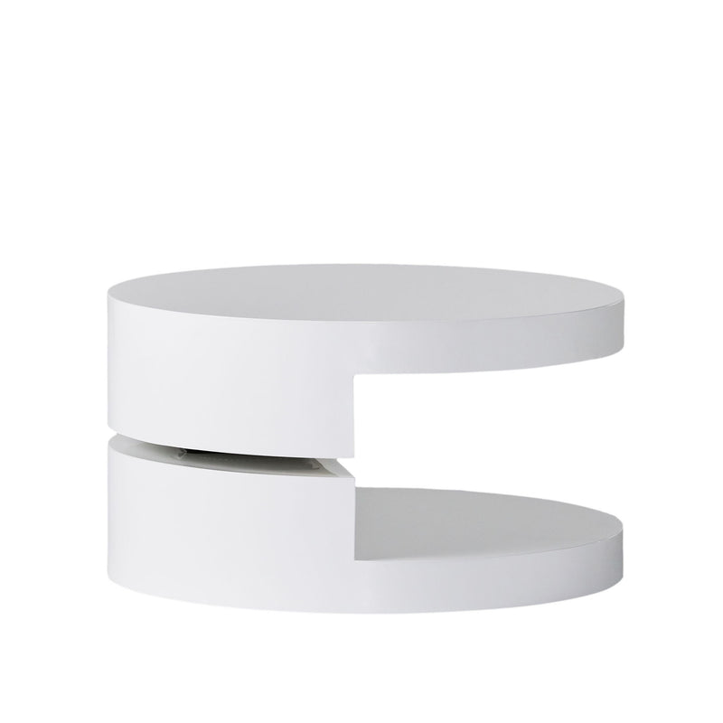 Wood Round Pedestal Coffee Table - White