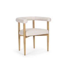 Load image into Gallery viewer, Upholstered Cushion Solid Wood Open Back Dining Arm Chair - Brown
