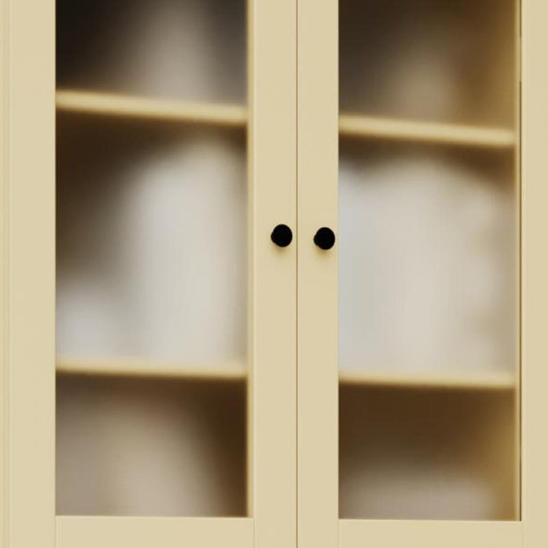Solid Wood Adjustable Six Tier Library Bookcase With Four Doors (751372) - Yellow