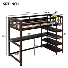 Load image into Gallery viewer, Loft Bed With Storage Shelves And Under Bed Desk
