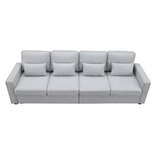 Load image into Gallery viewer, [VIDEO provided] [New] 104&quot; 4-Seater Modern Linen Fabric Sofa with Armrest Pockets and 4 Pillows,Minimalist Style Couch for Living Room, Apartment, Office,3 Colors
