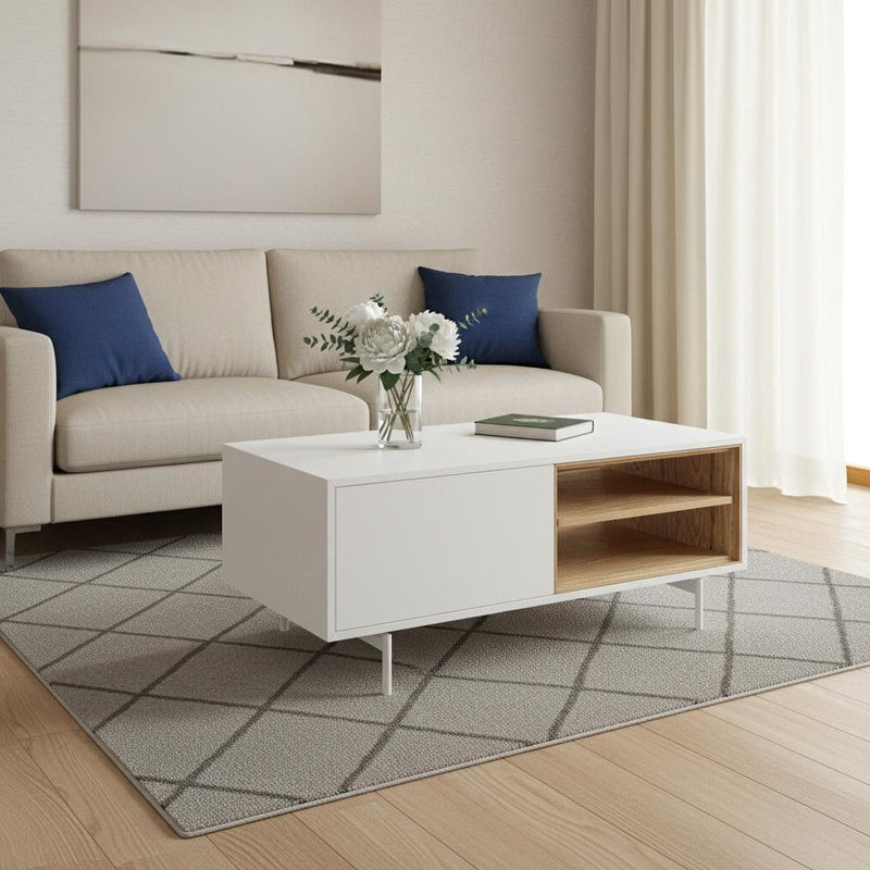 Coffee Table With Two Shelves - White