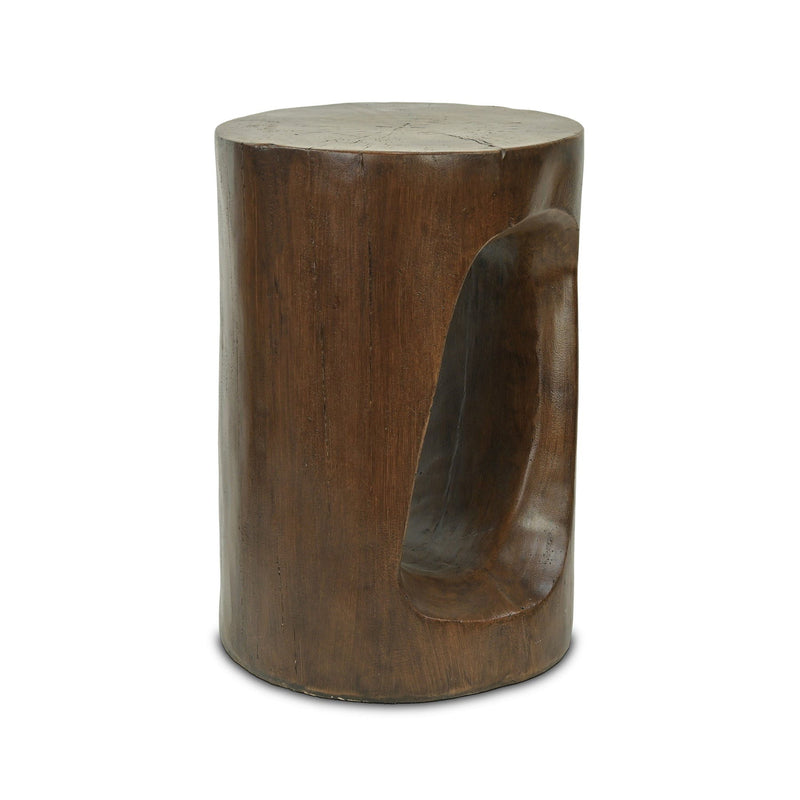 Faux Stone Round Tree Stump End Table - Brown