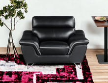 Load image into Gallery viewer, Leather Match Solid Color Pillow Top Arms Silver Legs - Black
