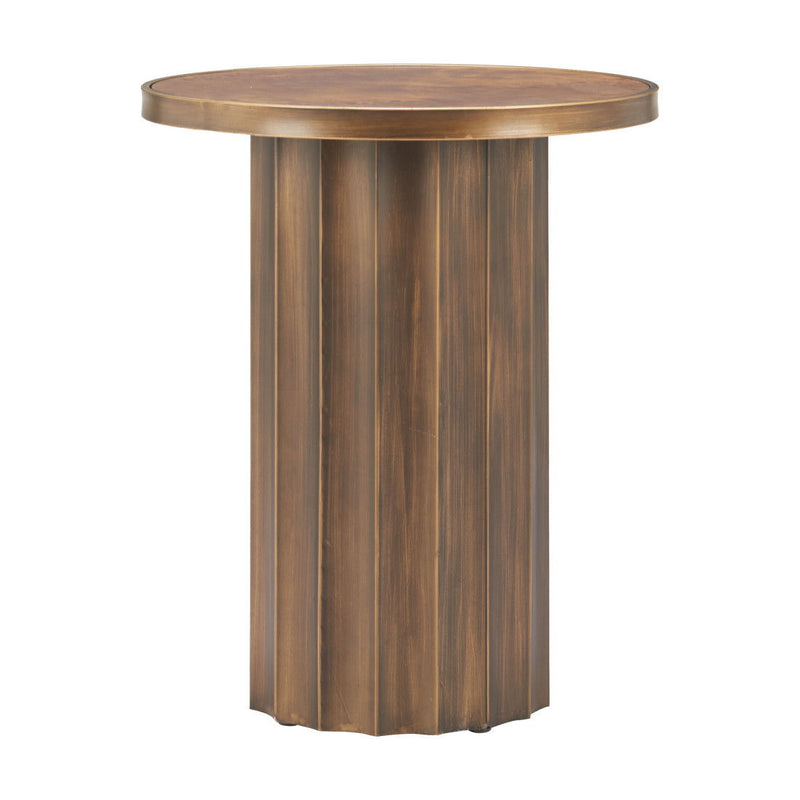 22" Steel Round Pedestal End Table - Brown