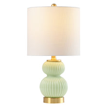 Load image into Gallery viewer, Gourd Table Lamp LED With Drum Shade - Green
