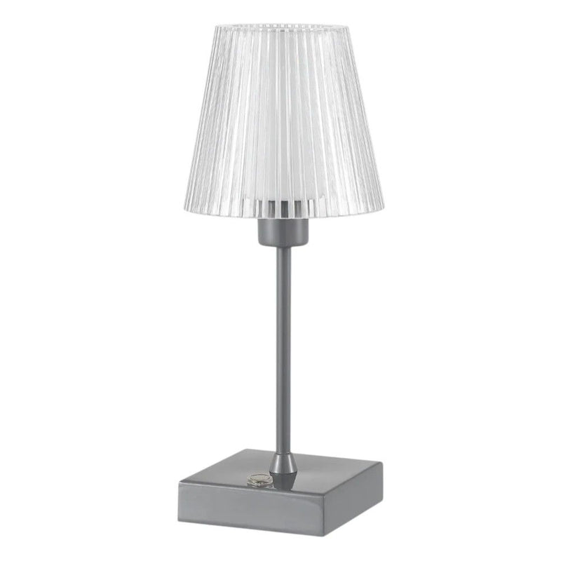 USB Table Lamp With Empire Shade - Gray
