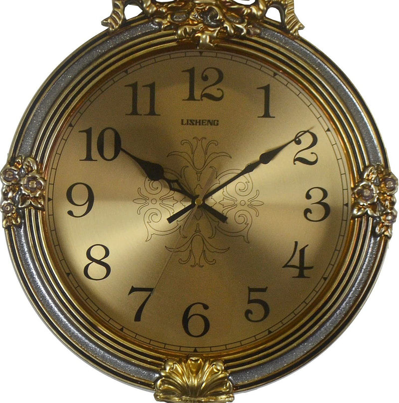 Silent Pendulum Ornate Round Wall Clock (626560) - Gold / Silver