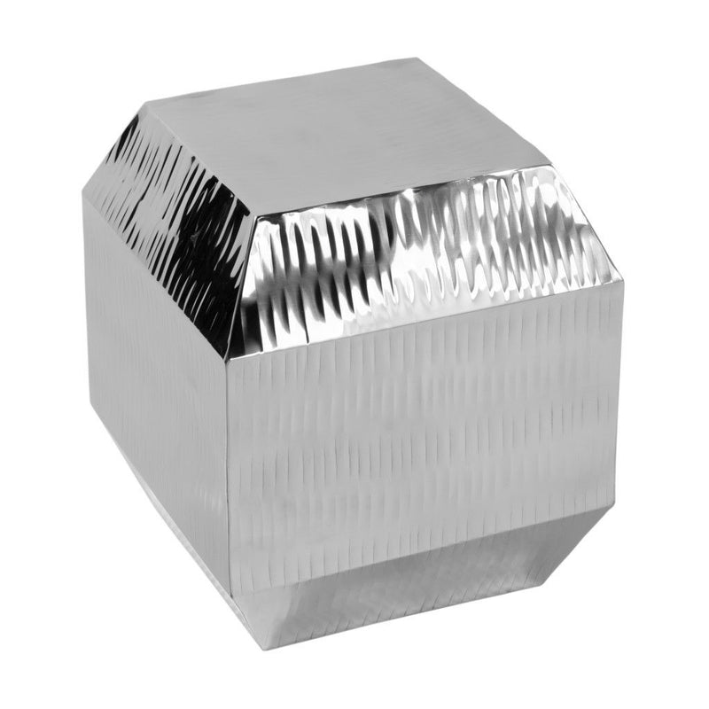 20" Stainless Steel Square Block End Table - Silver