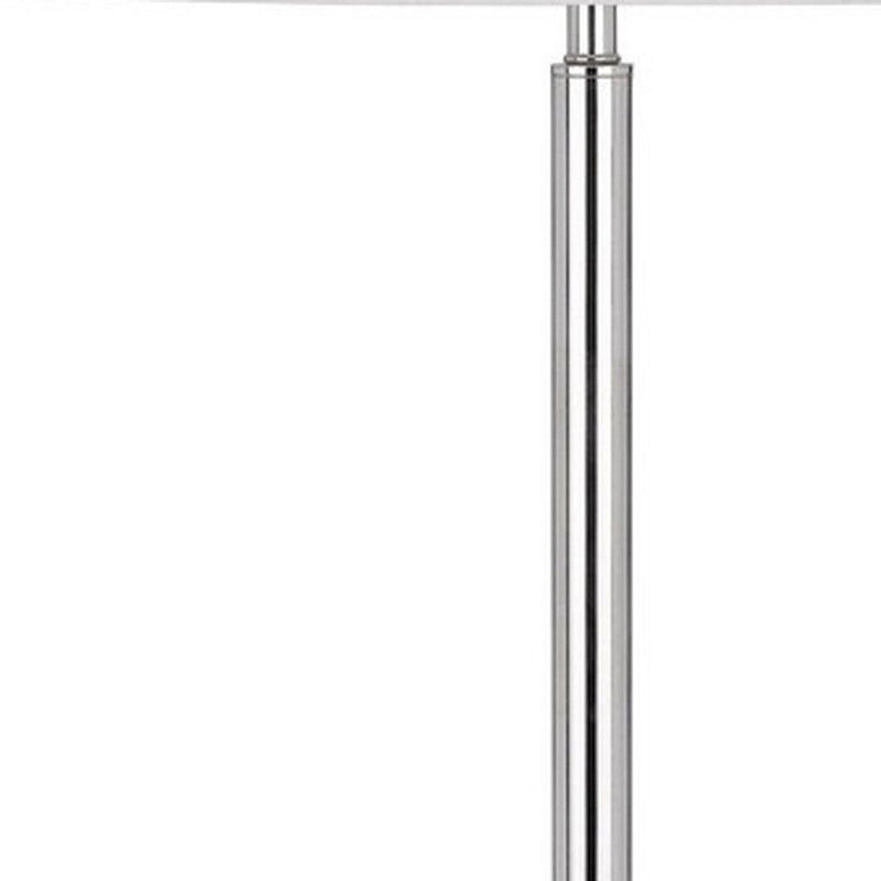 Tray Table Floor Lamp With White Transparent Glass Square Shade - Chrome