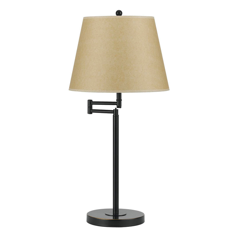 Metal Table Lamp With Tan Empire Shade - Bronze