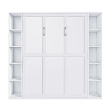 Load image into Gallery viewer, Queen Murphy Bed With Storage Cabinet, Foldable Wall Bed For Bedrooms - White
