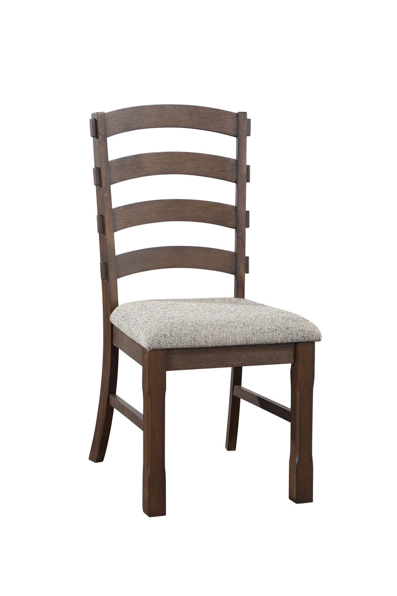 Upholstered Fabric Ladder Back Dining Side Chairs (Set of 2) - Gray / Oak