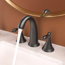Load image into Gallery viewer, Elegant 2 Handle Widespread Bathroom Faucet With Pop Up Drain And Water Supply Lines
