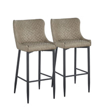 Load image into Gallery viewer, 30" Faux Leather And Metal Low Back Height Bar Chairs (Set of 2) - Gray And Black
