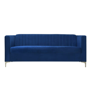 [VIDEO provided] [New] 77.3*32" Mid Century Velvet Sofa,2-3 Seater Modern Couch, Exquisite Loveseat with Vertical Striped Decoration and Metal Legs for Living Room,Bedroom,Apartment,Office,2 Colors