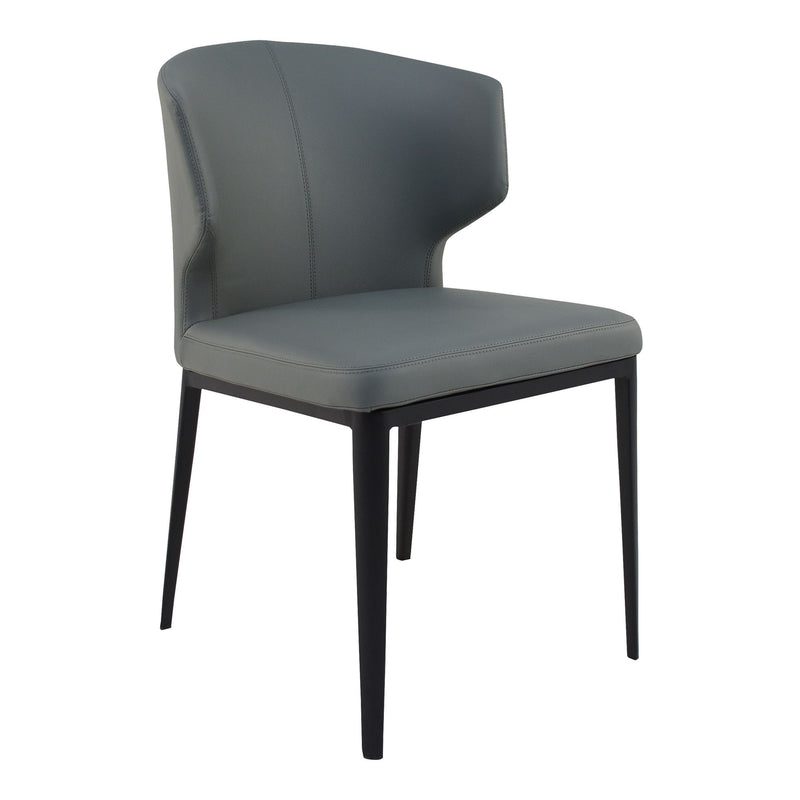 Upholstered Faux Leather Wing Back Dining Side Chairs (Set of 2) - Gray / Black