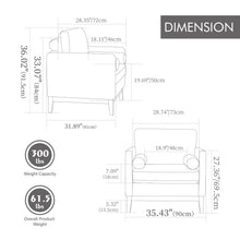 Load image into Gallery viewer, Wide Modern Farmhouse Performance Accent Chair With Legs, Wood Base
