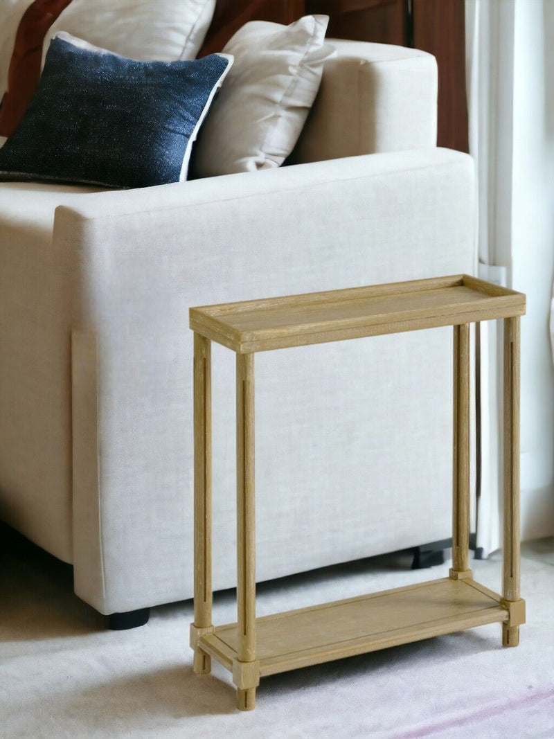 Wood Rectangular End Tables With Shelf (Set of 2) - Oak Brown