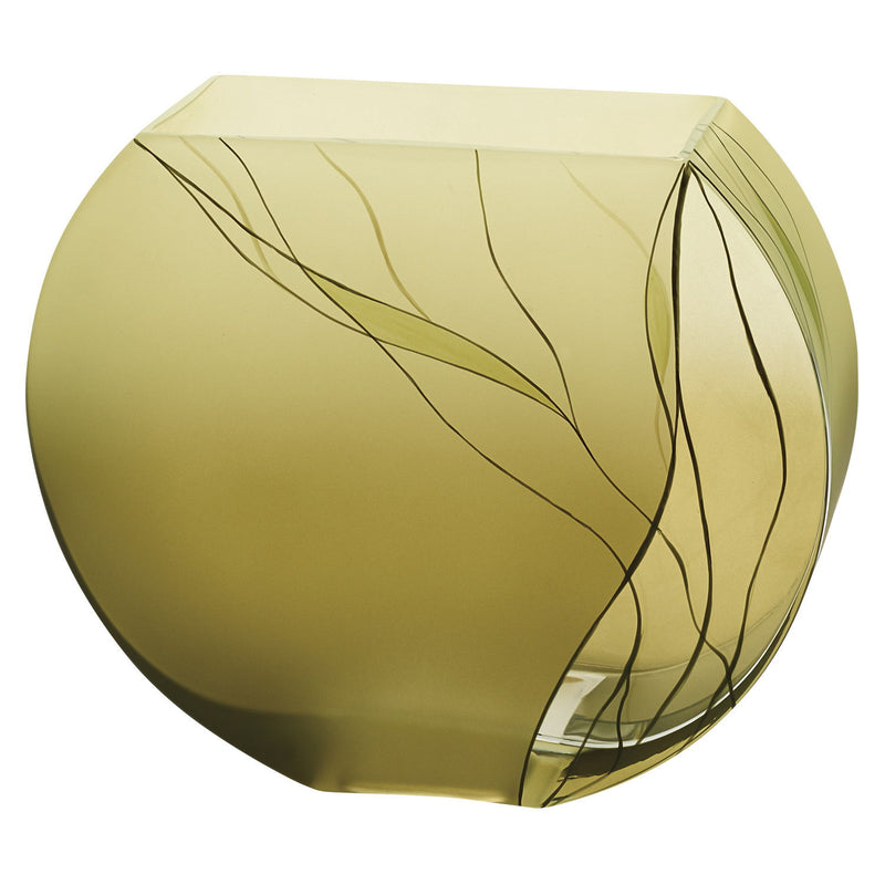 Round Table Vase With Sculptural Details - Green