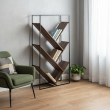 Load image into Gallery viewer, Five Tier Geometric Bookcase - Brown
