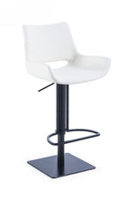 Load image into Gallery viewer, Faux Leather And Stainless Steel Swivel Bar Height Bar Chair - White / Black
