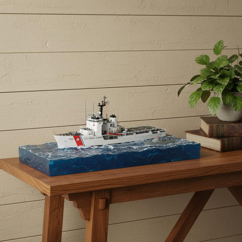 Hand Painted Model Boat (624531) - White / Blue